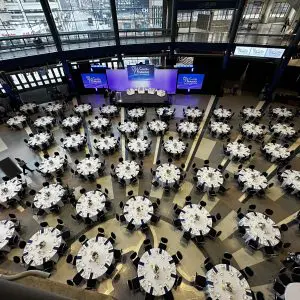 Overhead image of a large corporate event